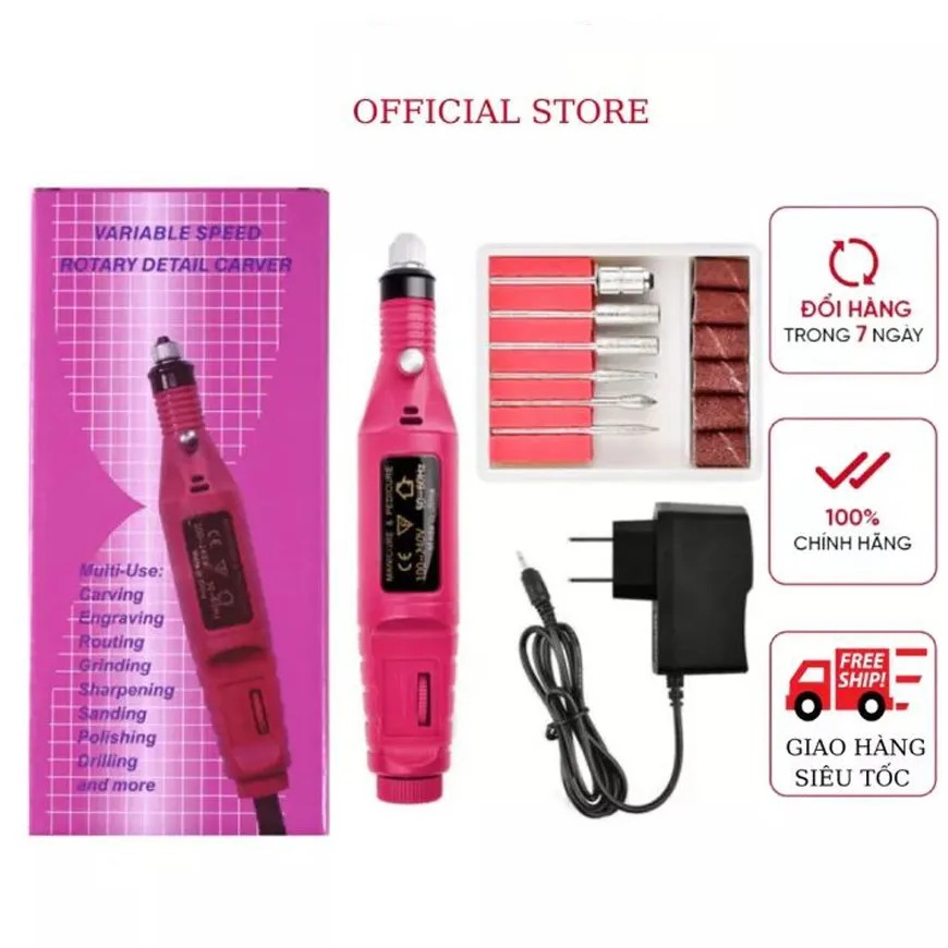 Máy mài móng tay mini - cá nhân nhỏ gọn tiện lợi, Máy mài móng tay nhiều đầu dùng điện siêu tiện dụng Máy Mài Mini Cầm Tay Chuyên Dụng Dùng Làm móng, Tác Động Bề Mặt Móng, Mài, Điêu Khắc, Định Hình Nail.