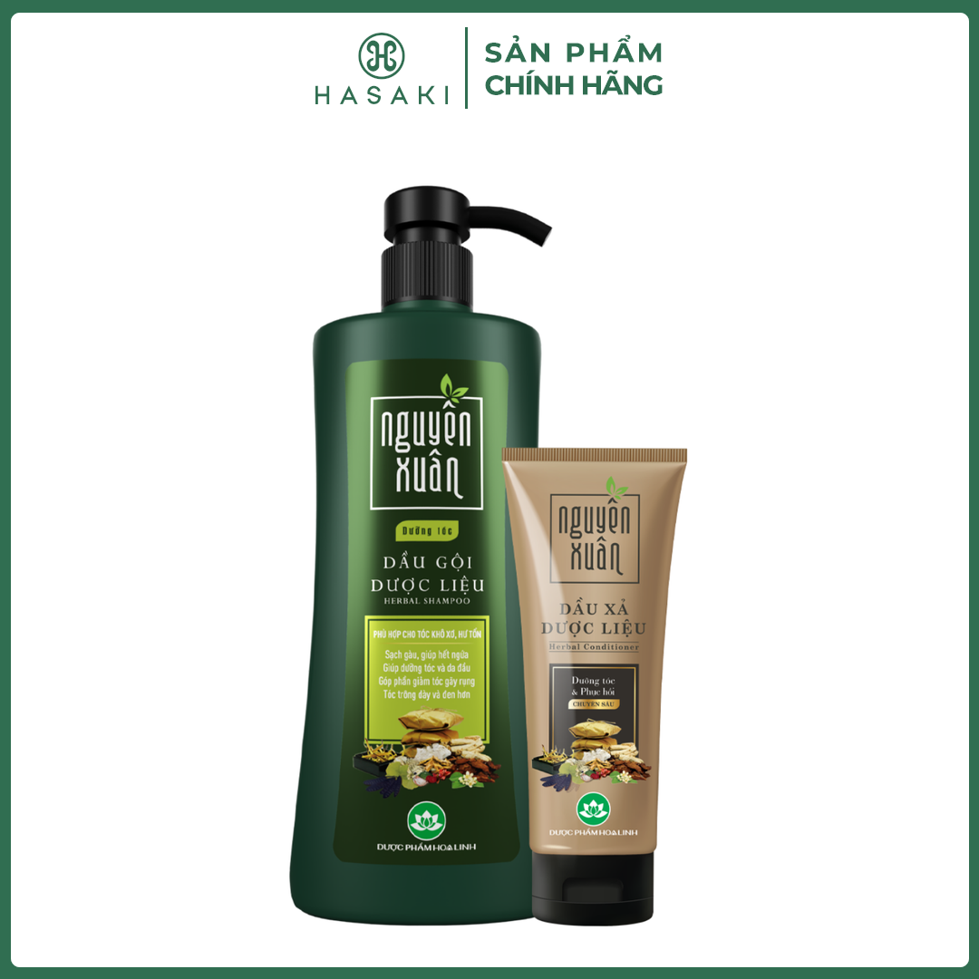 Bộ Gội Xả Nguyên Xuân Dưỡng Tóc Mềm Mượt Herbal Shampoo & Conditioner Hasaki Sản Phẩm Chính Hãng