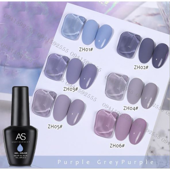 Sơn gel as set 6 màu tím khói zh
