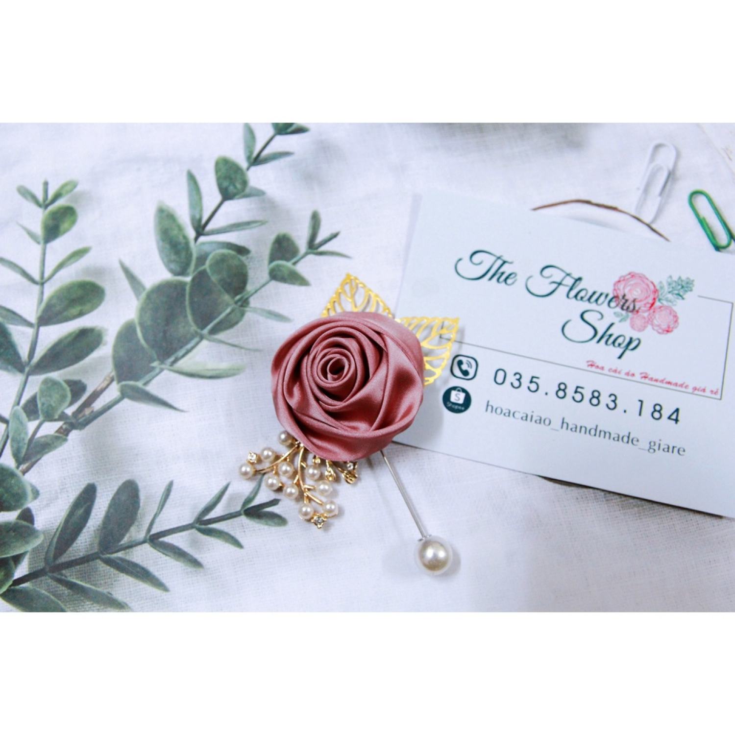 Hoa cài áo giá rẻ - Cài áo nam, nữ hoa hồng búp màu hồng tím