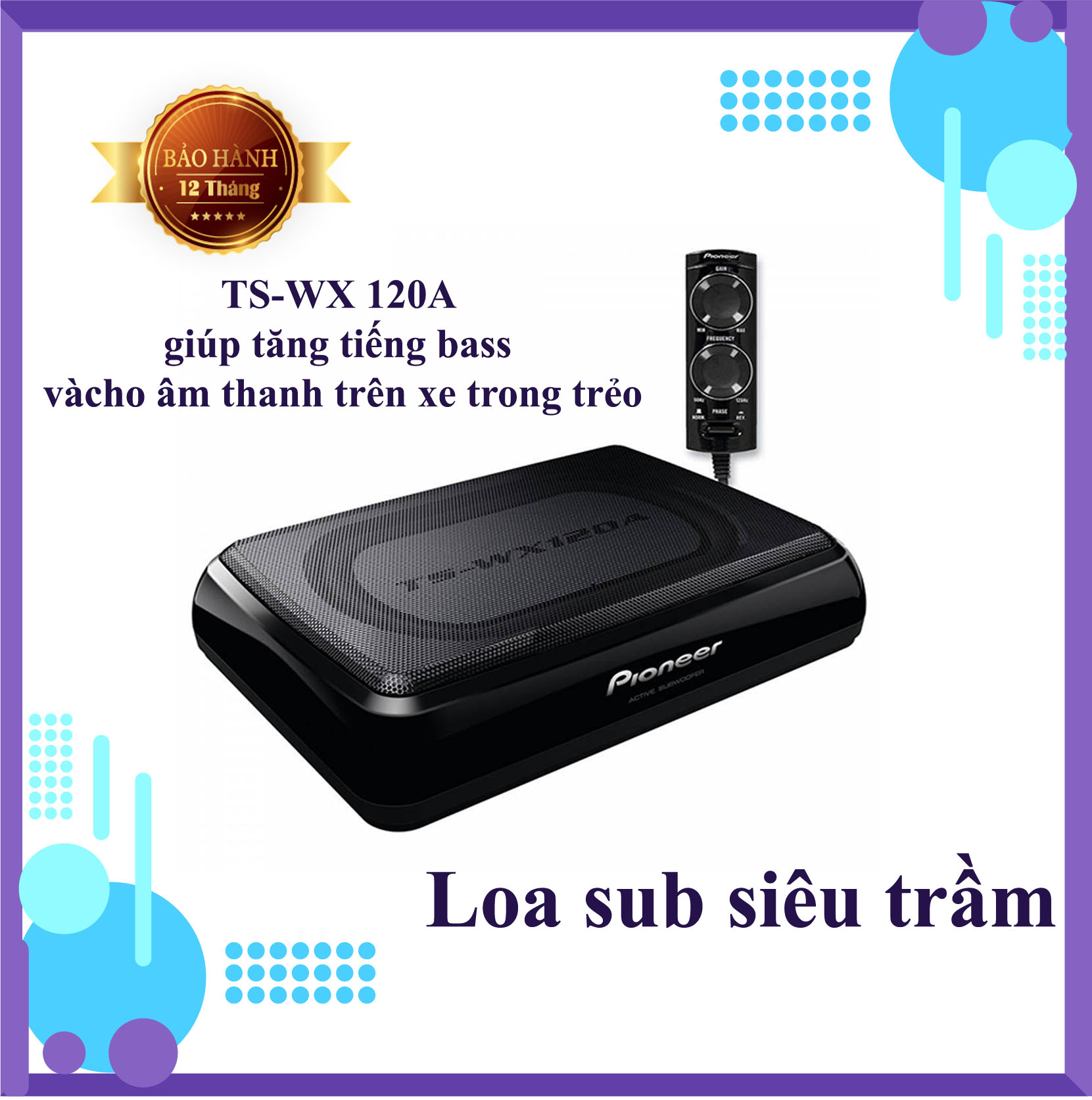 [Bảo Hành 1 Năm]Loa Sub Gầm Ghế Pioneer Xe Hơi Âm thanh mạnh mẽ TS-WX120A 12V