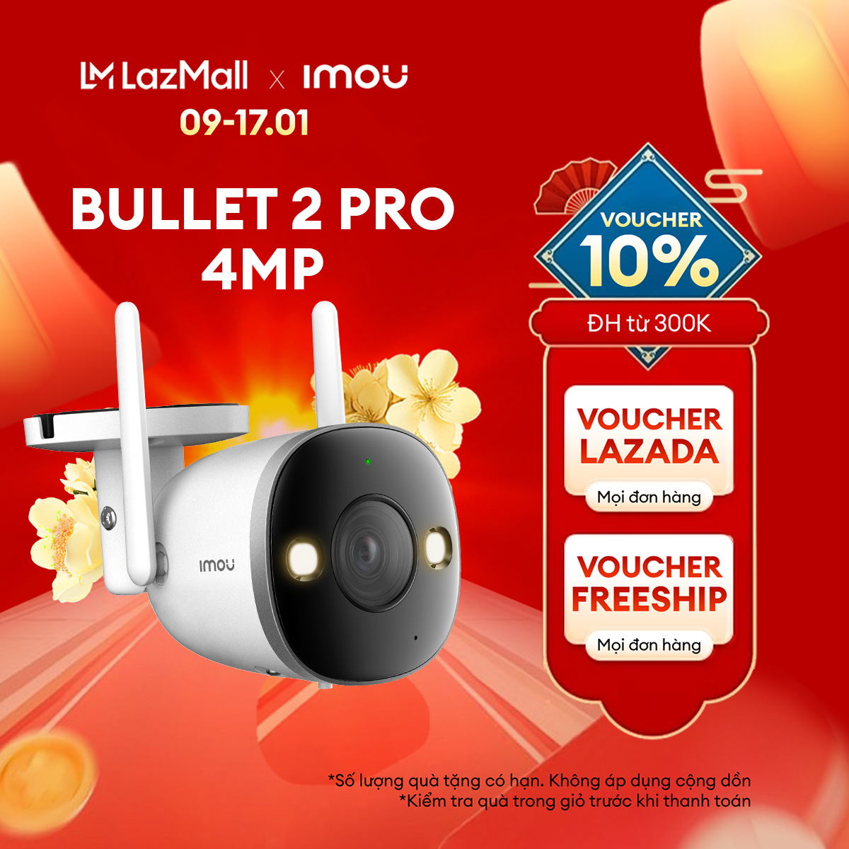 Camera Wifi ngoài trời Imou Bullet 2 pro (4MP) (2MP) I IPC-F46FEP I Tích hợp đèn còi báo động I Đàm thoại 2 chiều I Bảo hành 2 năm