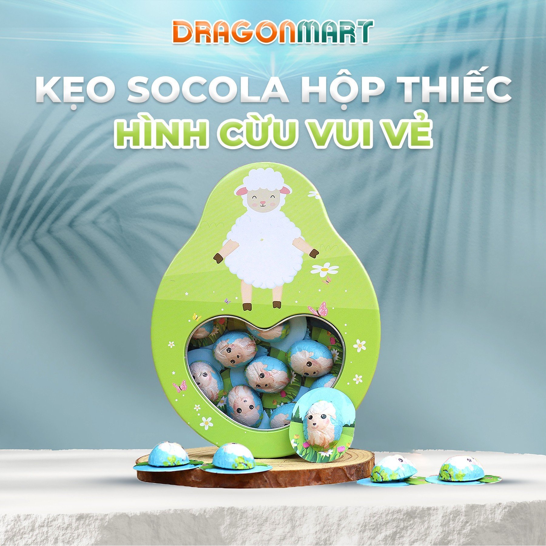 Hộp Kẹo Socola hình CỪU VUI VẺ đáng yêu làm đồ ăn vặt, quà tặng cho các bé; sản phẩm socola cao cấp