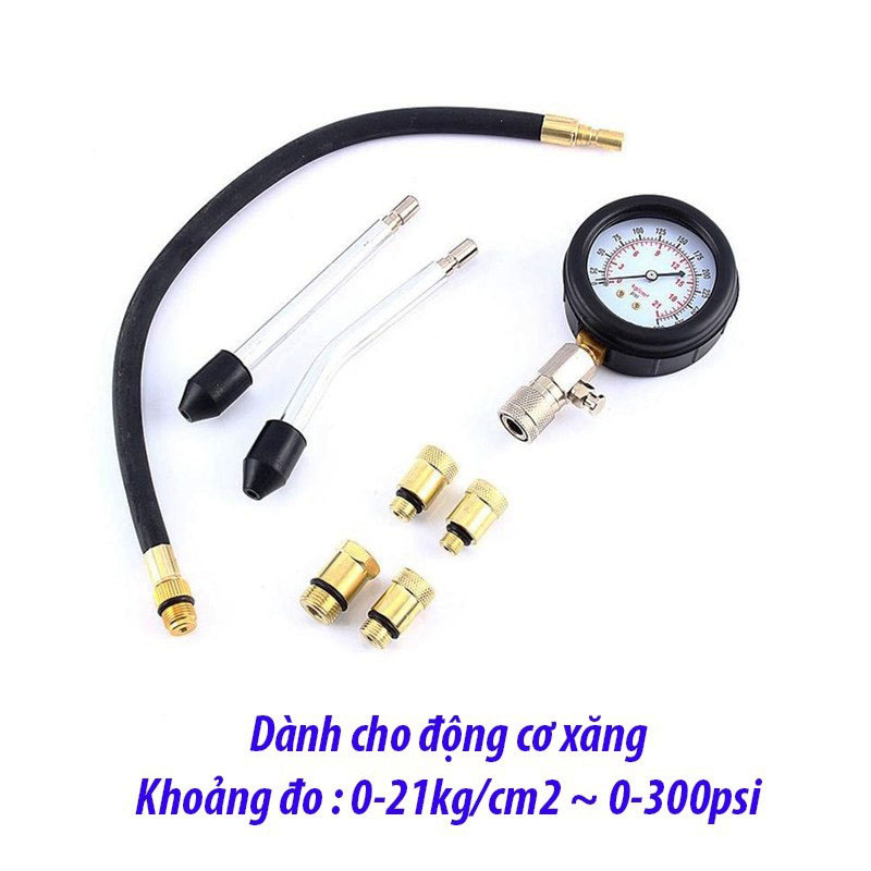 Đồng hồ đo áp suất buồng đốt - Bộ đồng hồ 8PC đo áp suất buồng đốt động cơ xăng cho ô tô, xe máy 300 PSI