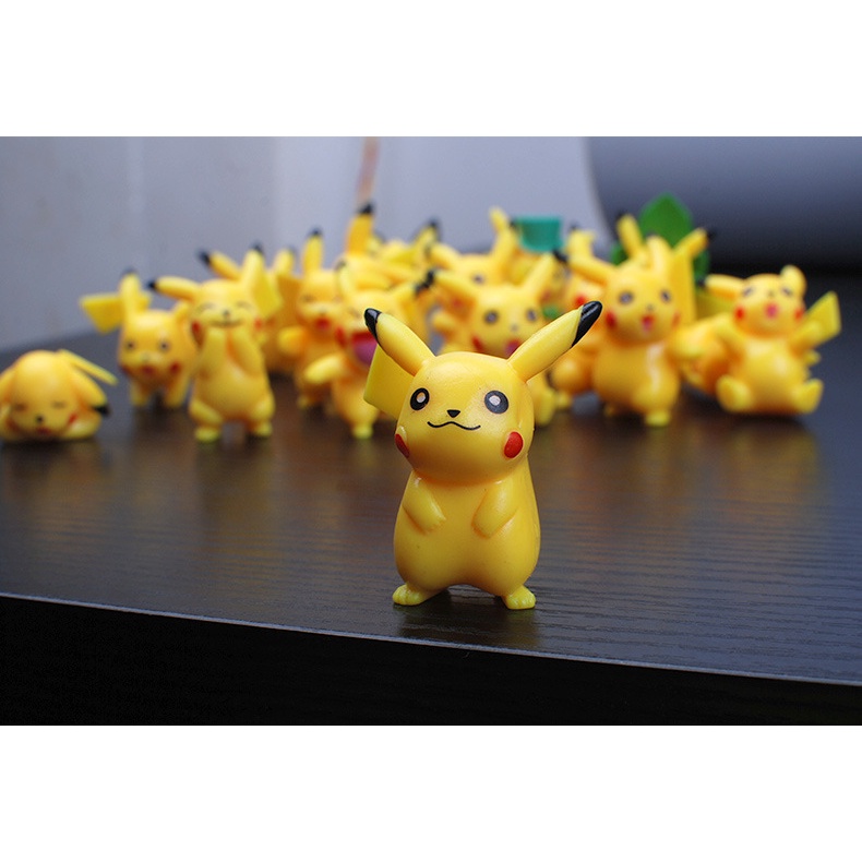 Set 18 mô hình Pokemon Pikachu cute, dùng trang trí góc làm việc gaming