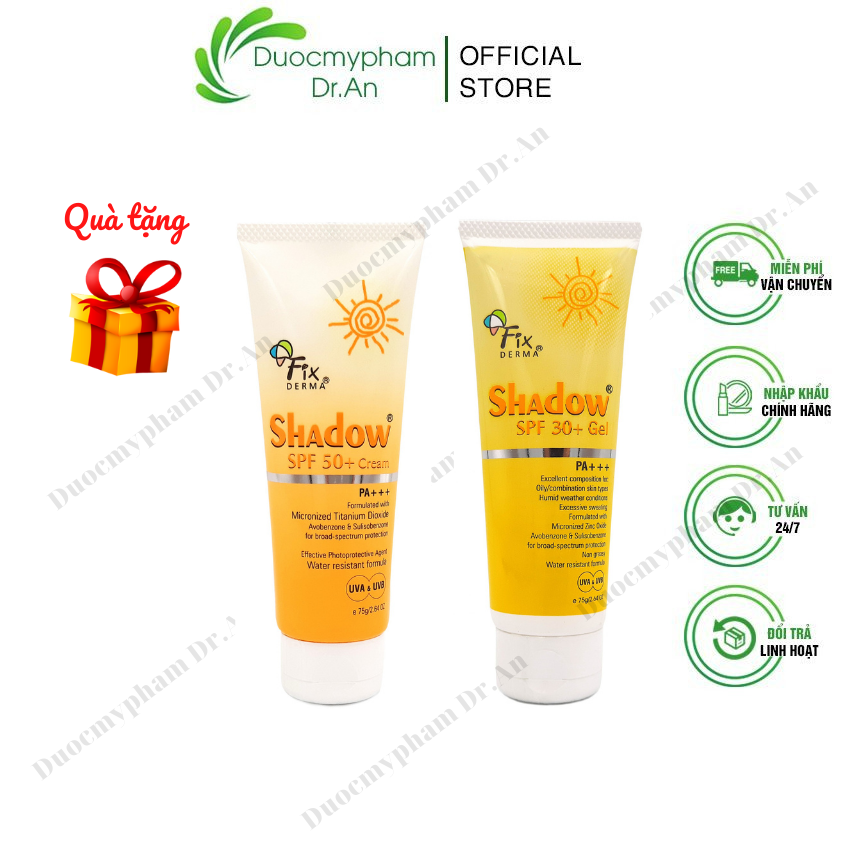 HÀNG NHẬP KHẨU - Kem / Gel Chống Nắng Fixderma Shadow SPF 50+ Cream/SPF 30+ Gel - Cho Da Mặt Và Toàn Thân, Mỏng Nhẹ Không Bí Da, Mọi Loại Da, Da Nhạy Cảm, Thấm Nhanh Không Nhờn Bóng - DuocmyphamDrAn