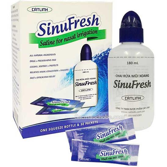 Bình rửa mũi sinufresh+30 gói muối