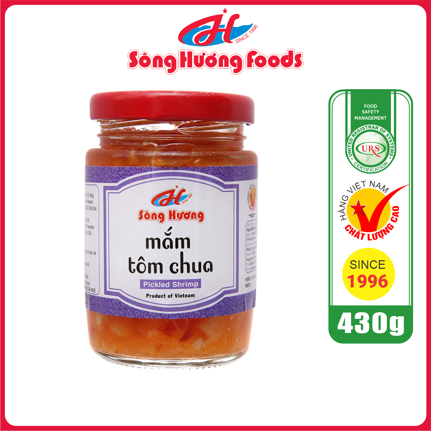 Mắm Tôm Chua Sông Hương Foods Hũ 430g - Ăn kèm cơm , bún , phở , mì tôm , ăn vặt , thịt nướng