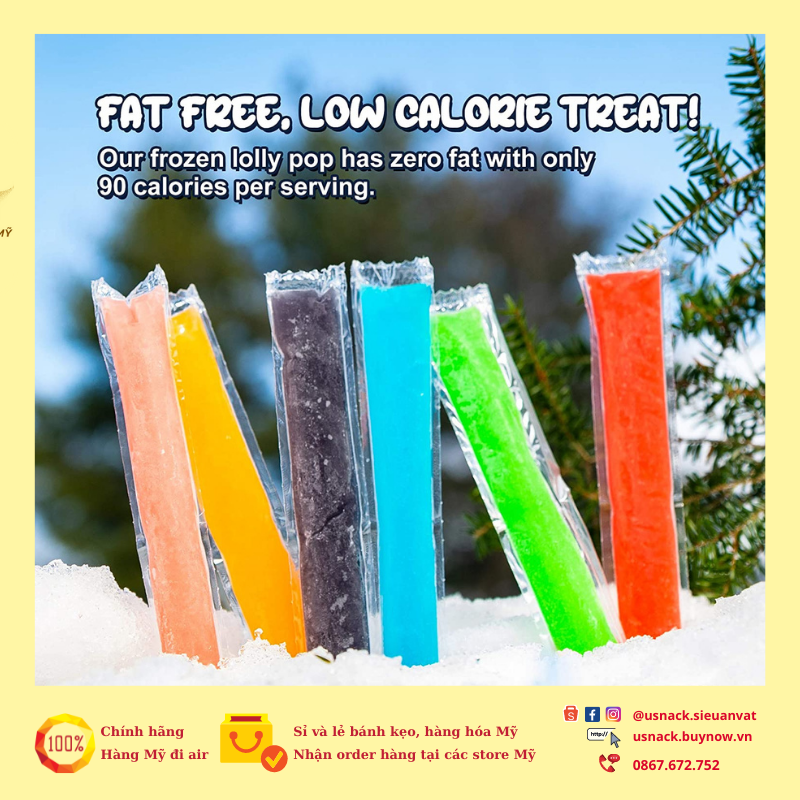 KOOL POPS Freezer Pops - Kem đá tuyết KOOL POP vị nước ép trái cây tự nhiên 100% 567g - Nội địa Mỹ