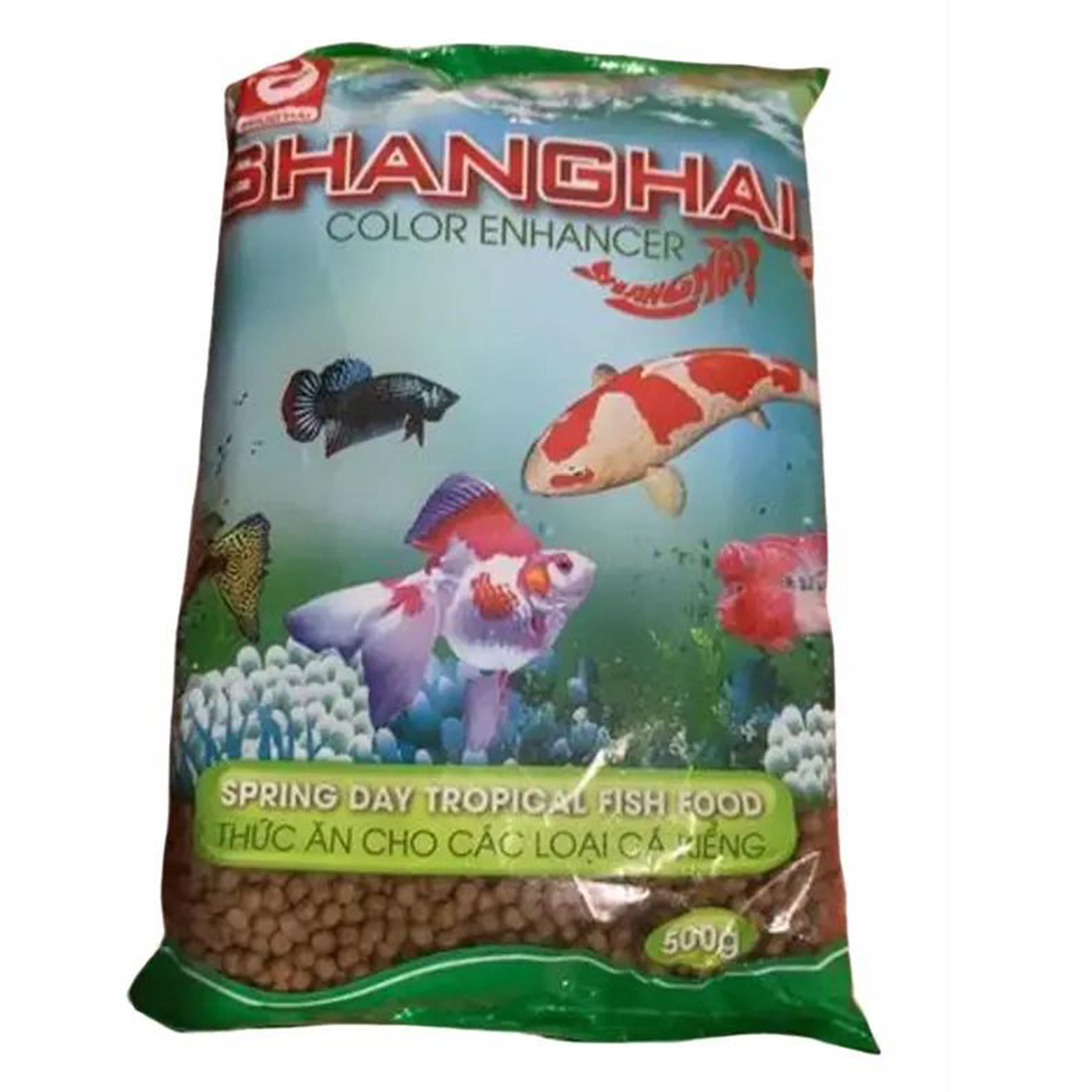 Thức ăn shanghai - cám shang hai cho cá cảnh hạt trung 500 gram