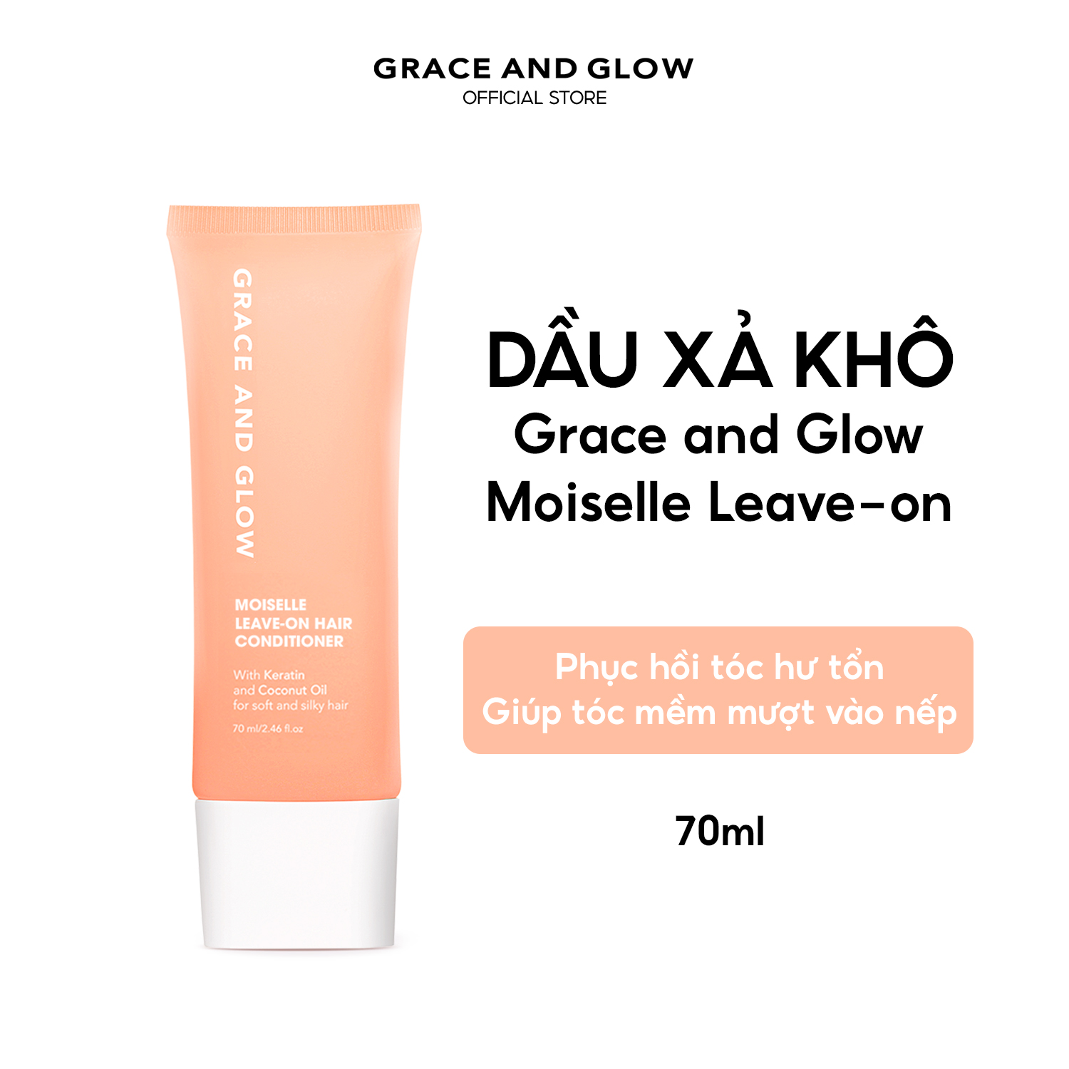 Dầu xả khô Grace and Glow Moiselle Leave-on dưỡng và tạo kiểu tóc với Keratin và dầu dừa chống xơ tóc