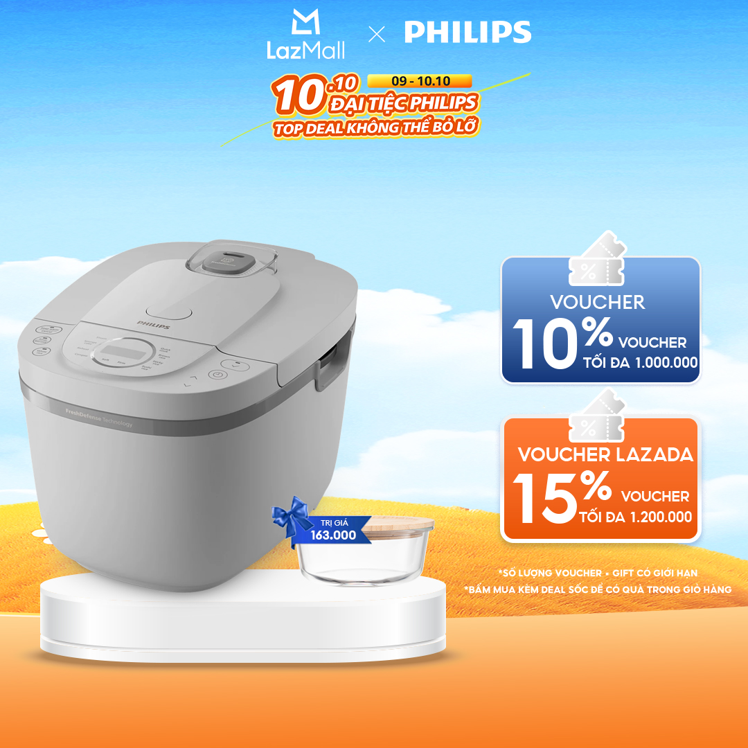 Nồi Cơm Điện Tử Philips HD4719/32  1.8L||công nghệ FreshDefense|Làm nóng 3D - Hàng Chính Hãng