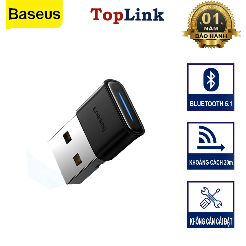 Usb bluetooth adapter dongle audio receiver basues ba04 tốc độ cao bluetooth 5.0 hoạt động tốt trong 20m - toplink