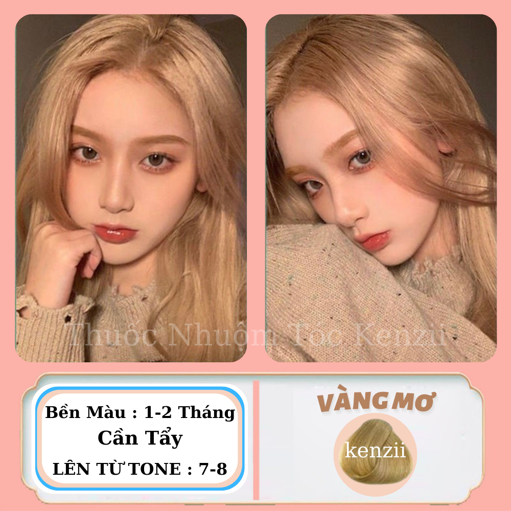 Thuốc Nhuộm Tóc Vàng Mơ Tặng Trợ Nhuộm Kenzii Lên Từ Tone 7 - 8 | Thuốc Nhuộm Tóc Màu Vàng Mơ
