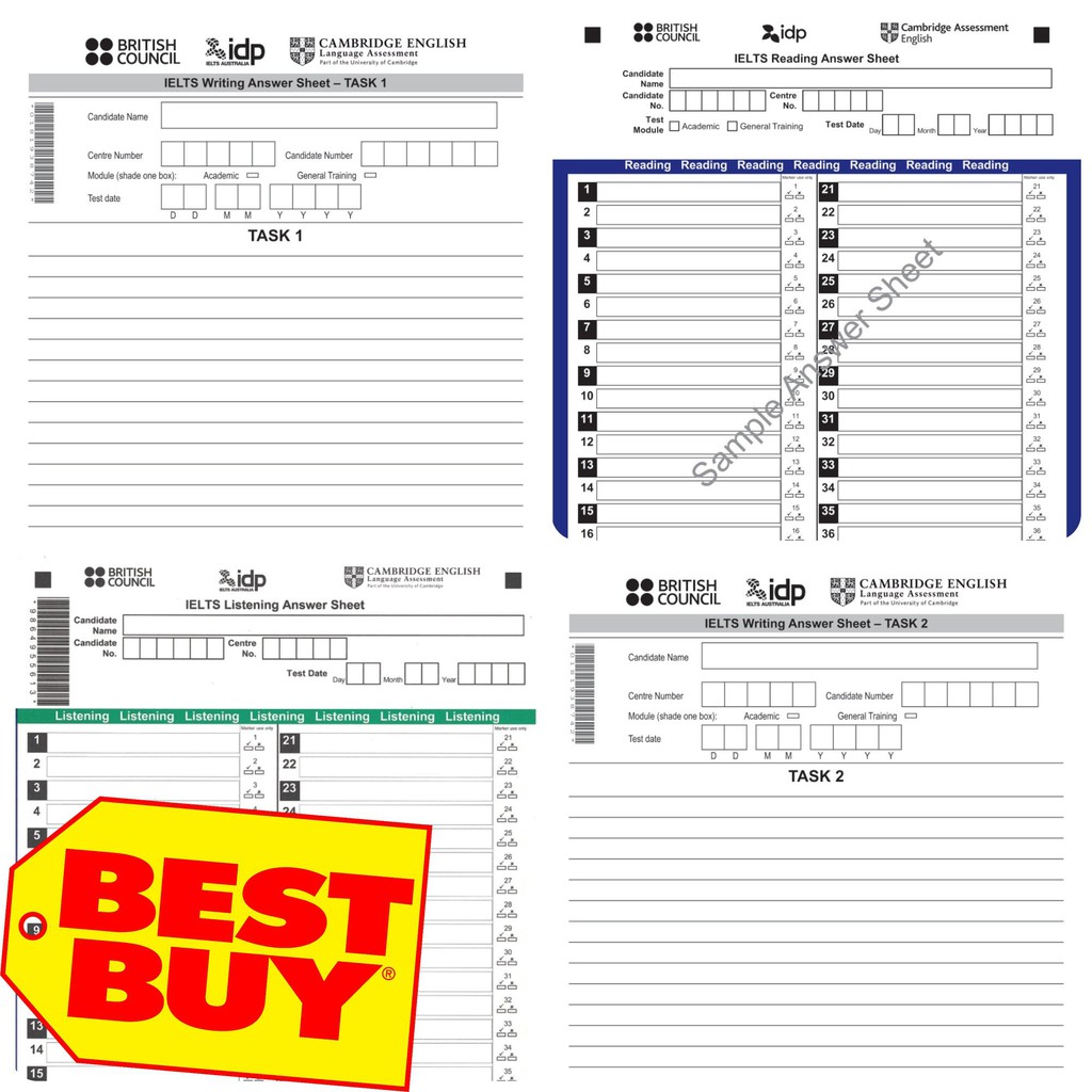 Bộ Answer Sheet chuẩn thi IELTS của IDP Australia để tự luyện tập