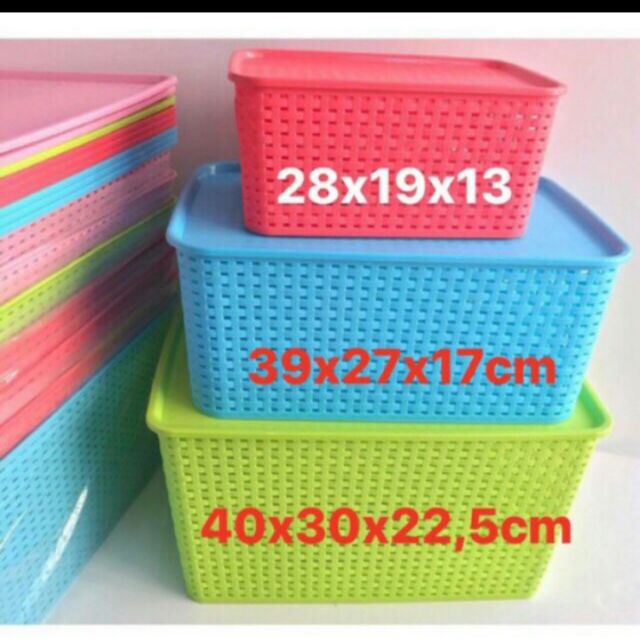 Rổ đựng chữ nhật có nắp hàng công ty Việt Nhật Size nhỏ (28x19x13)