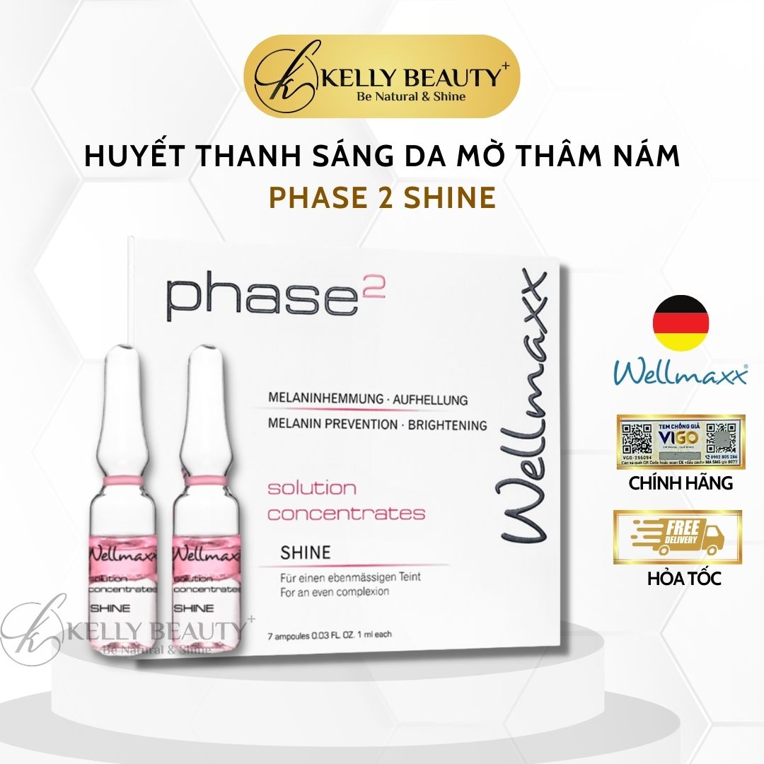 Huyết thanh sáng da phase 2 shine wellmaxx - phục hồi da sau peel, ngừa tăng sắc tố, mờ thâm nám | kelly beauty