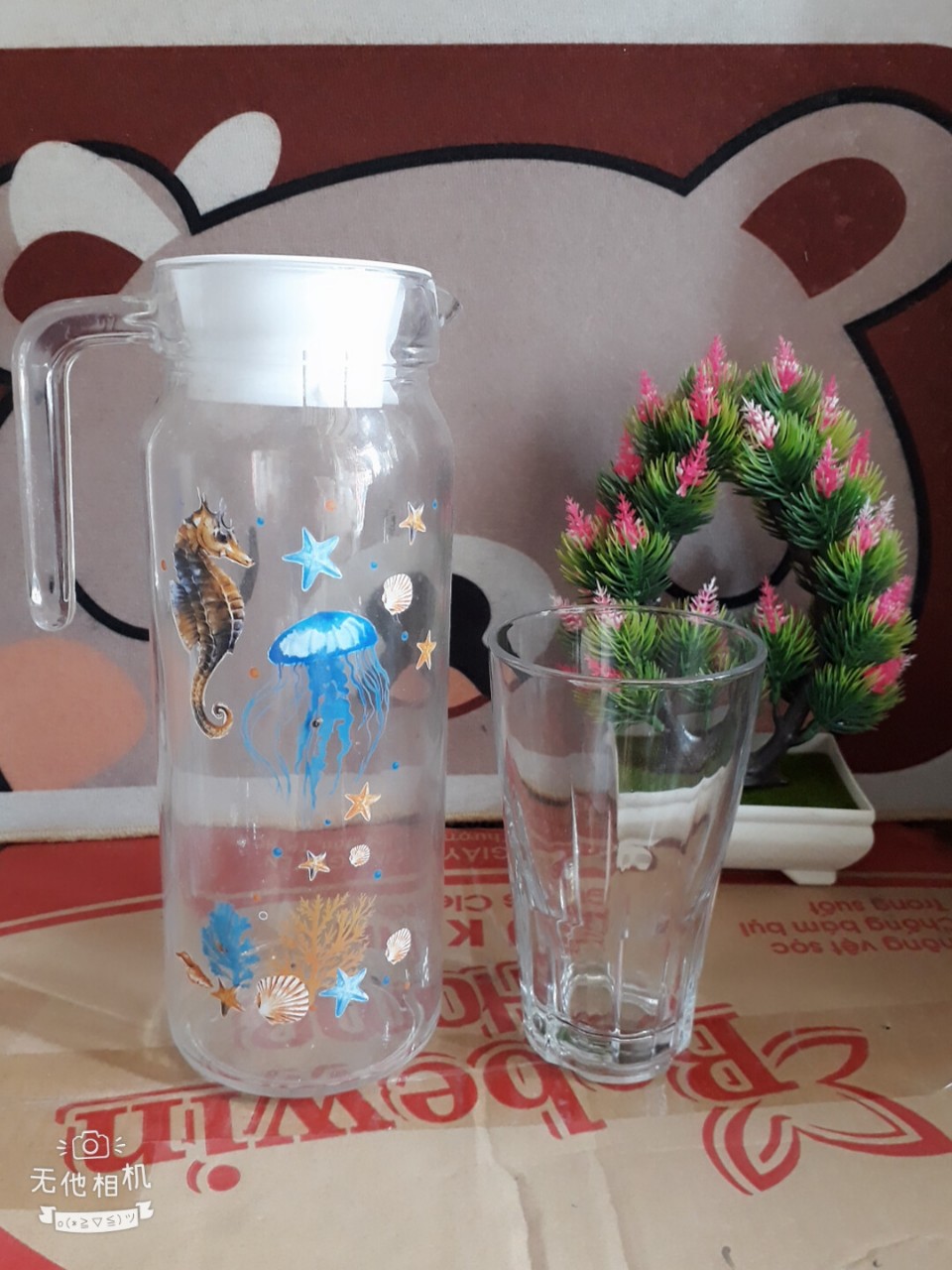 BÌNH THỦY TINH 1L KÈM 1 LY