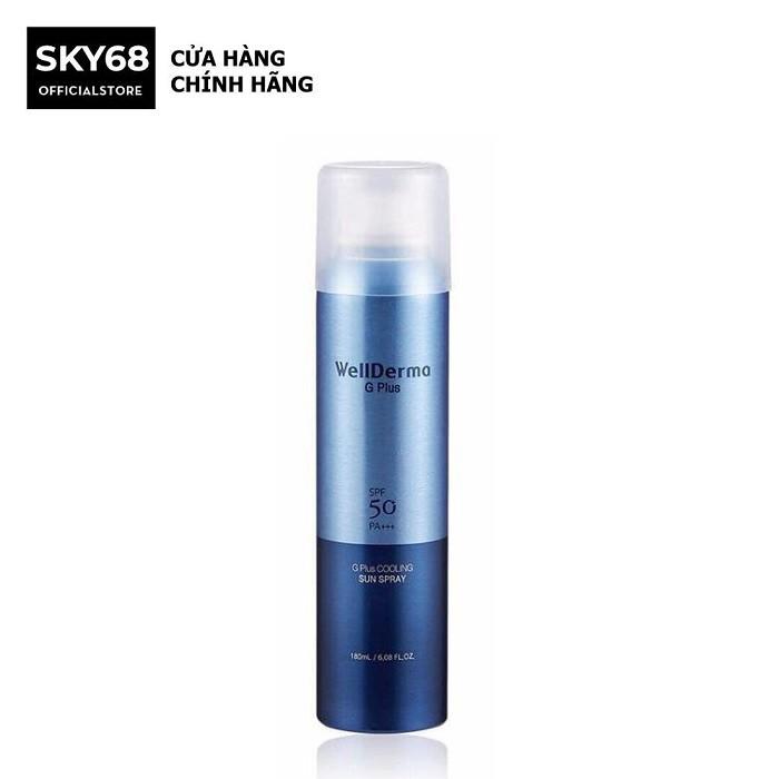 Xịt Chống Nắng Chống Trôi, Giảm Nhiệt, Làm Mát Da Wellderma G PLus Cooling Sun Spray 180ml