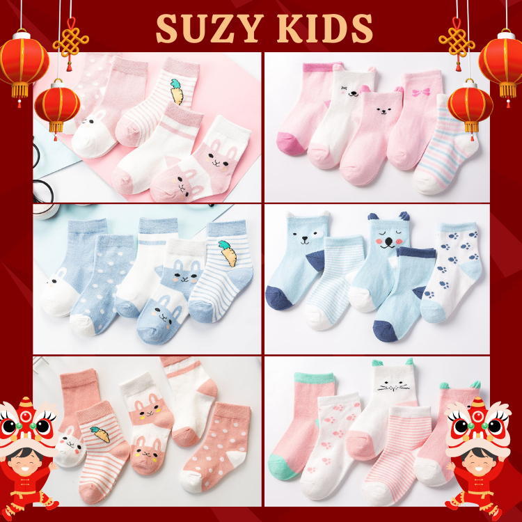 [HCM]Combo 5 Đôi Vớ Tất Cao Cổ Cho Bé Vải Cotton Dày Dặn Êm Mềm Thoáng Mát Cho Bé Từ 0 Tháng Tuổi Đến 6 Tuổi