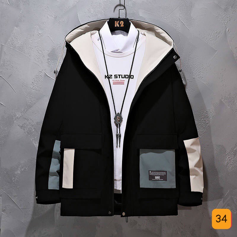 [ Voucher Giảm 50% ] Áo Khoác Kaki Nam Cao Cấp Có Mũ Túi Hộp Phong Cách Hàn Quốc Shiny Sunday MEN JK 066
