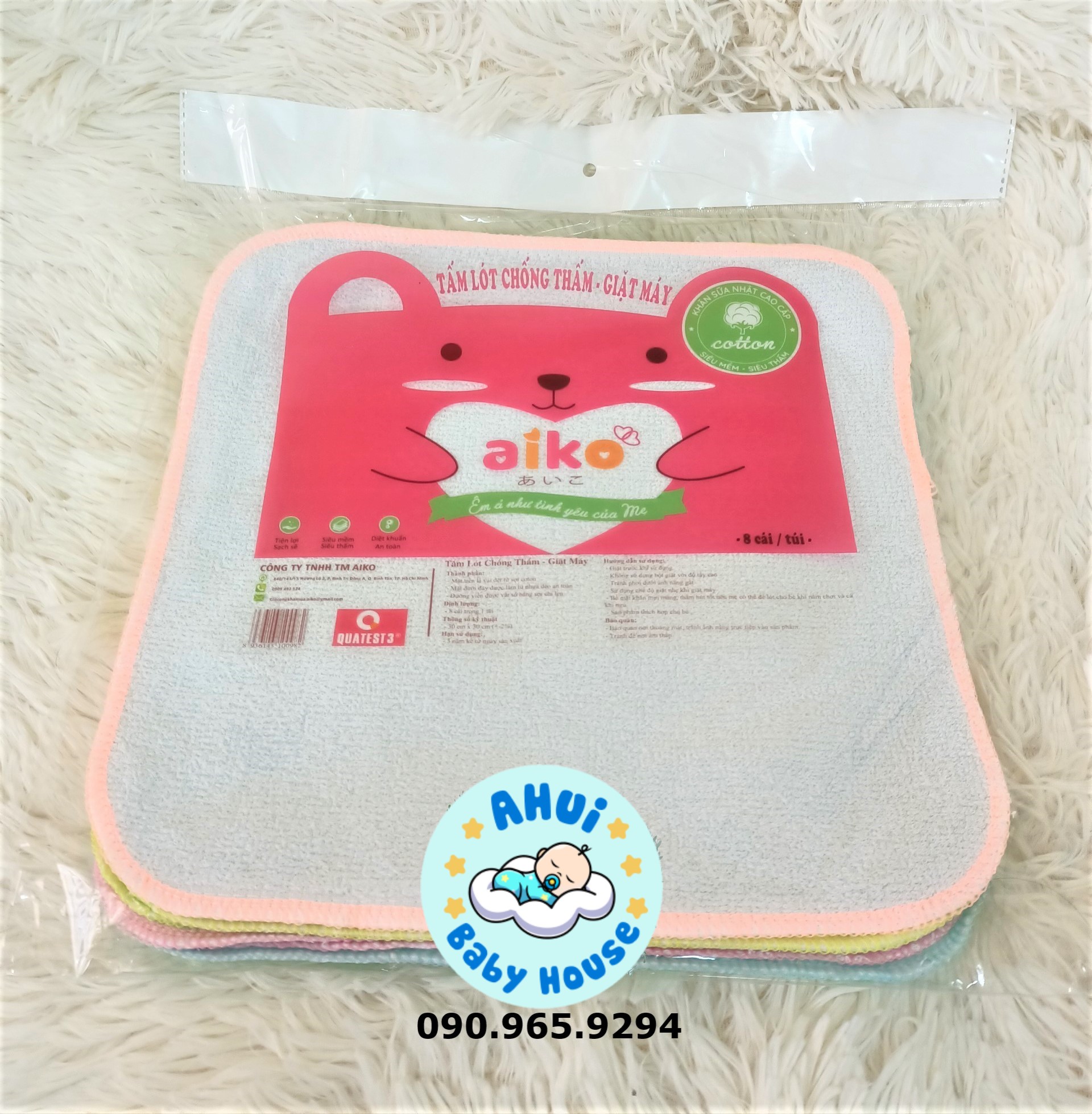 Tấm lót sơ sinh chống thấm AIKO - 8 miếng/gói