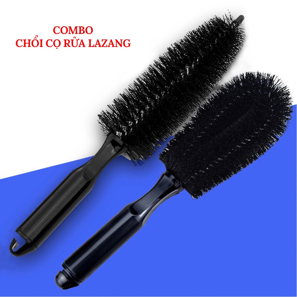Chổi Cọ Lazang Ô Tô Chuyên Dụng - Combo Đầu Tròn + Đầu Thẳng