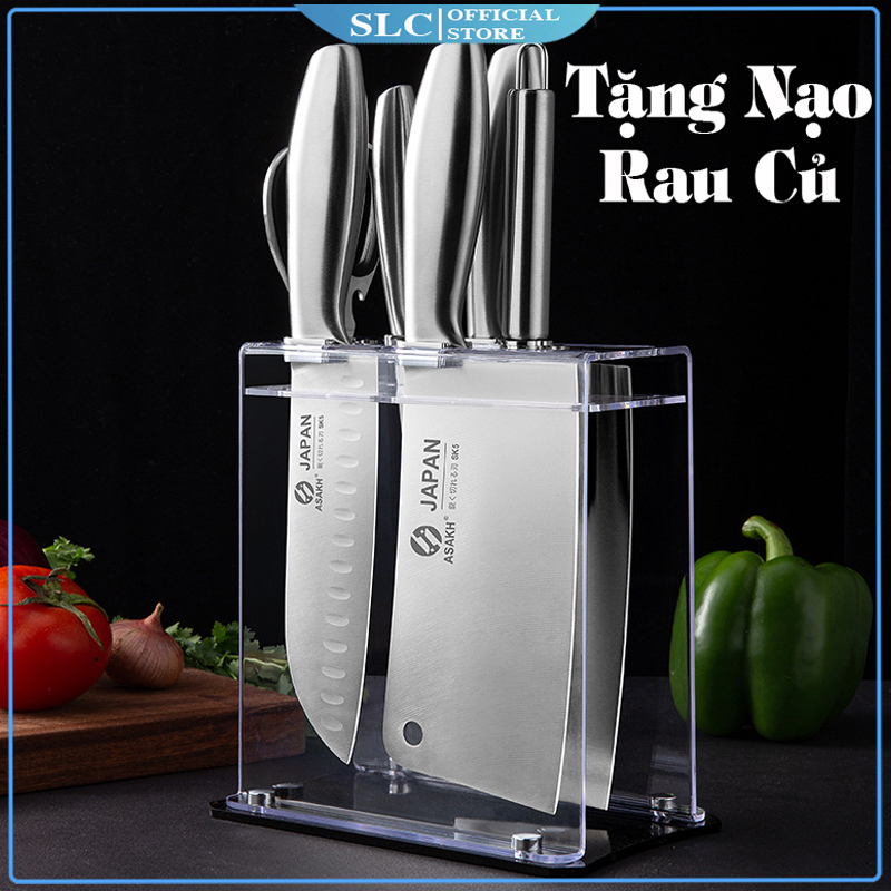 Bộ dao nhà bếp, bộ dao làm bếp cao cấp kháng khuẩn japan tặng nạo rau củ