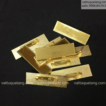 Combo 50 cái Phôi bảng tên chữ nhật kim loại - cài áo 6.5 x 2 cm