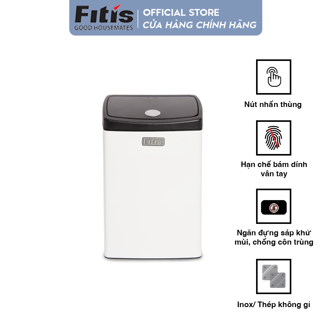 Thùng Rác Fitis Premium - Vuông Nhấn Thấp (15L)