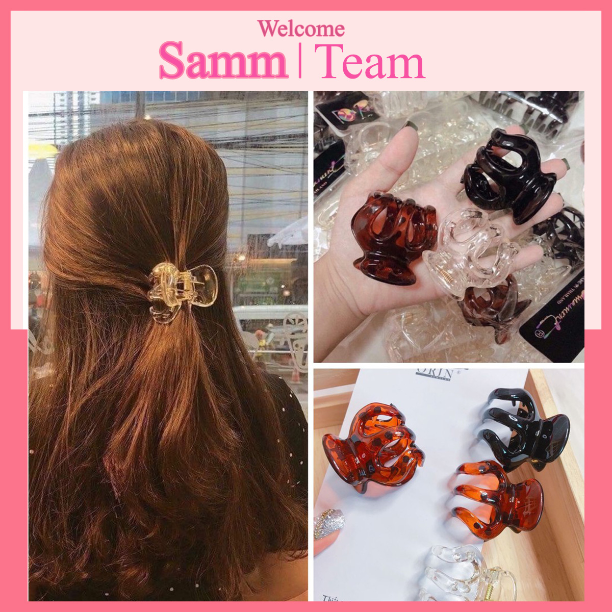 Set 3 Kẹp Càng Cua Thái Lan, cặp tóc ,kẹp tóc nữ trong suốt loại to mẫu mới có 3 màu