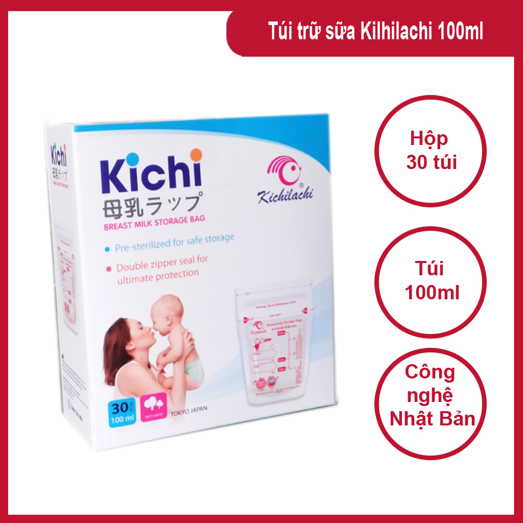 Trữ sữa Kichi hàng chính hãng túi 100ml hộp 30 túi