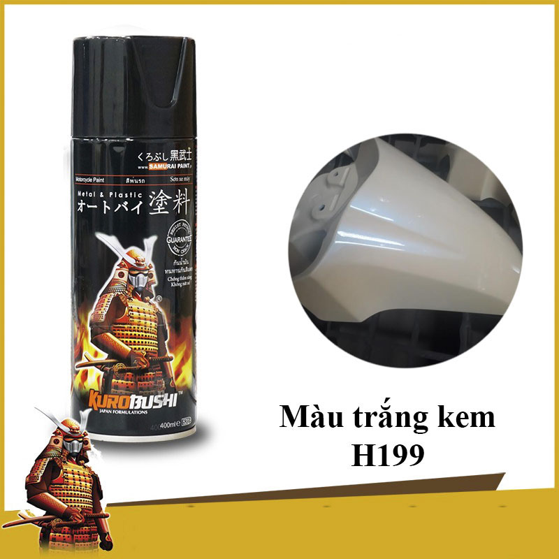 H199 _ sơn xit samurai h199 màu trắng kem