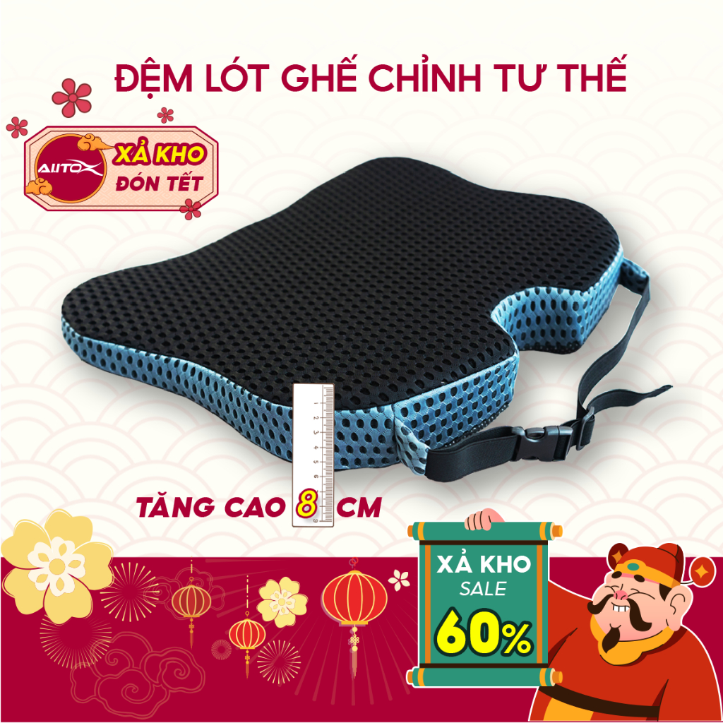Đệm lót ghế ô tô cao su non AutoX thiết kế chiều dốc kích thước 45x40x7cm