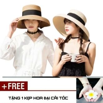 Mũ cói lồng đèn vintage tặng kẹp tóc hoa đại