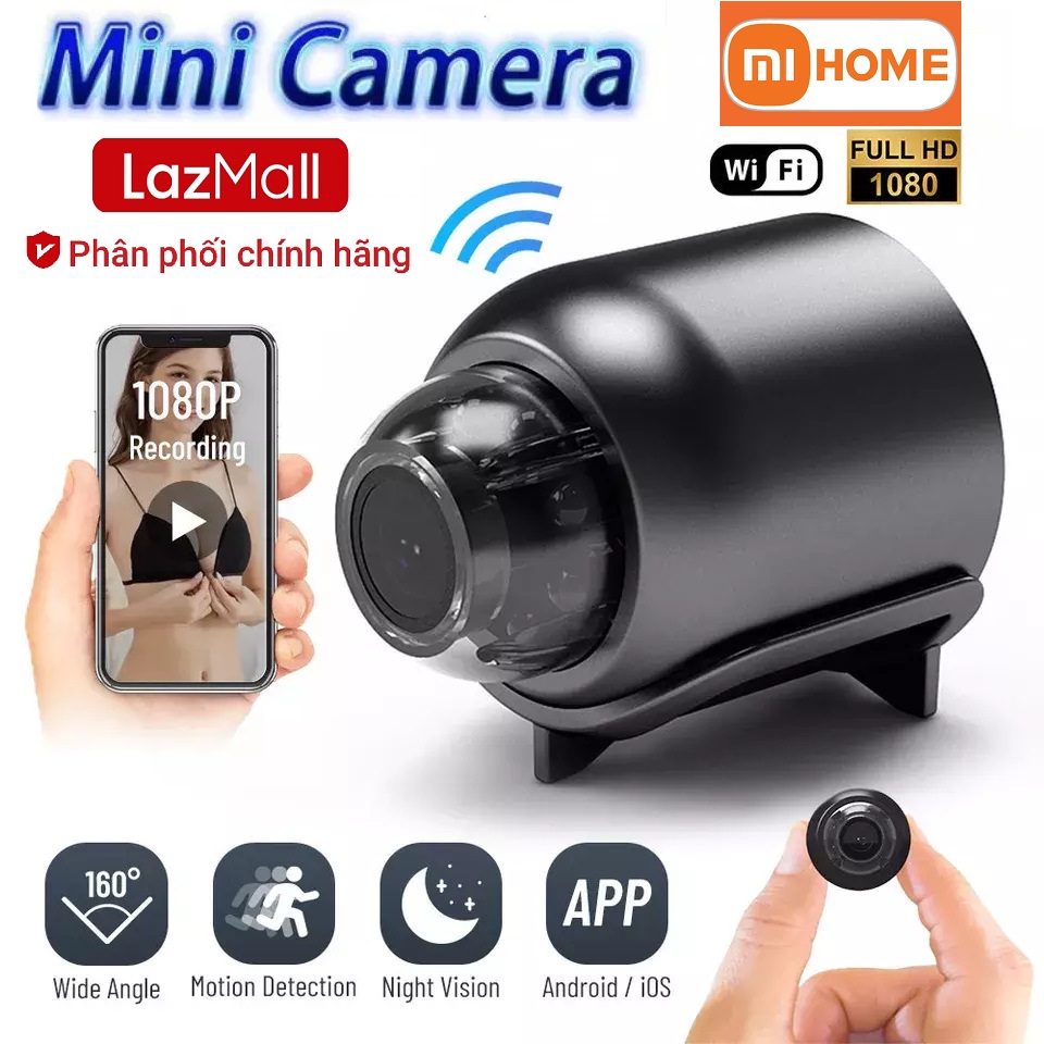 New LazMall Camera Mini Siêu Nhỏ Smart Life Made Xiaomi X5 Giám Sát Từ Xa Qua WiFi Full HD Kích Thước Nhỏ Mini Siêu Nhỏ Góc Rộng 160 Độ, Ghi Âm Báo Động, Camera Không Dây, An Ninh, Kết Nối Wifi Qua Điện Thoại.