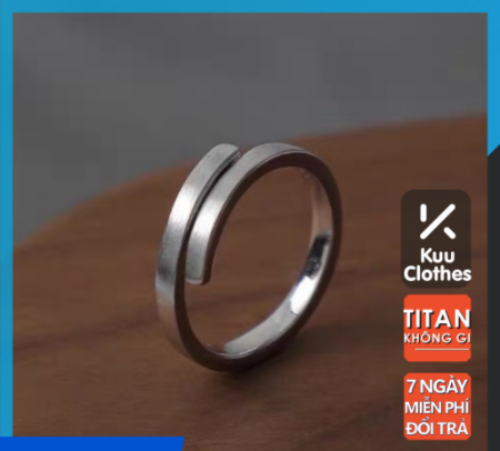Nhẫn nam nữ tròn Kuu Clothes màu bạc thời trang chất Titan đẹp đơn giản không gỉ - San Ring