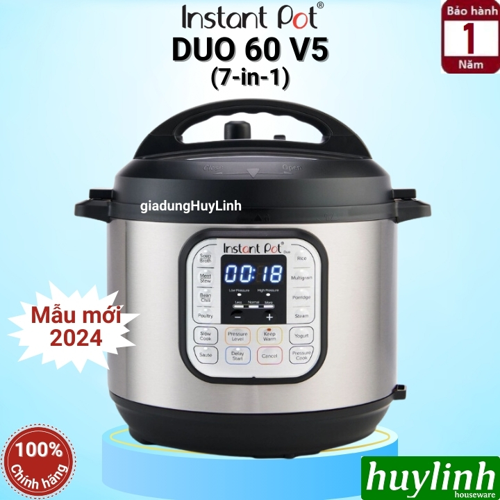 Nồi áp suất điện tử đa năng instant pot duo v5 - 7-in-1 - dung tích 5.7 lít - công suất 1000w