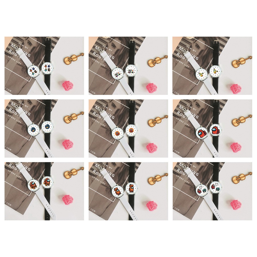 Đồng hồ đeo tay nam nữ in hình Among Us mẫu 1 phụ kiện thời trang