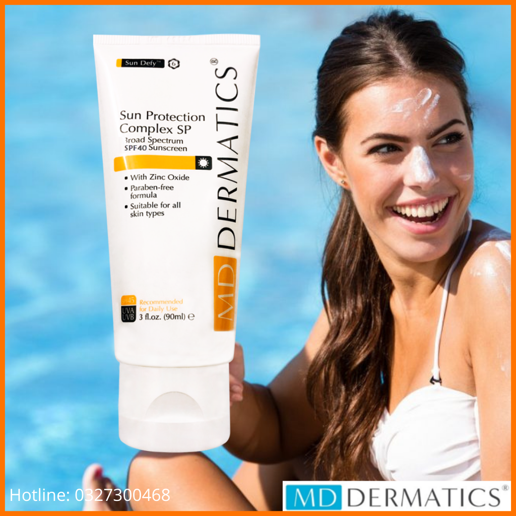 Sun Protection Complex Kem chống nắng phản xạ lại 95% các tia cực tím có hại, giữ cho làn da luôn khỏe mạnh mà không khô rát, cháy nắng (90ml). Mỹ phẩm MD Dermatics chính hãng phân phối bởi MDD Vietnam - Hsd mới 2026. Cam kết đổi trả sau 7 ngày