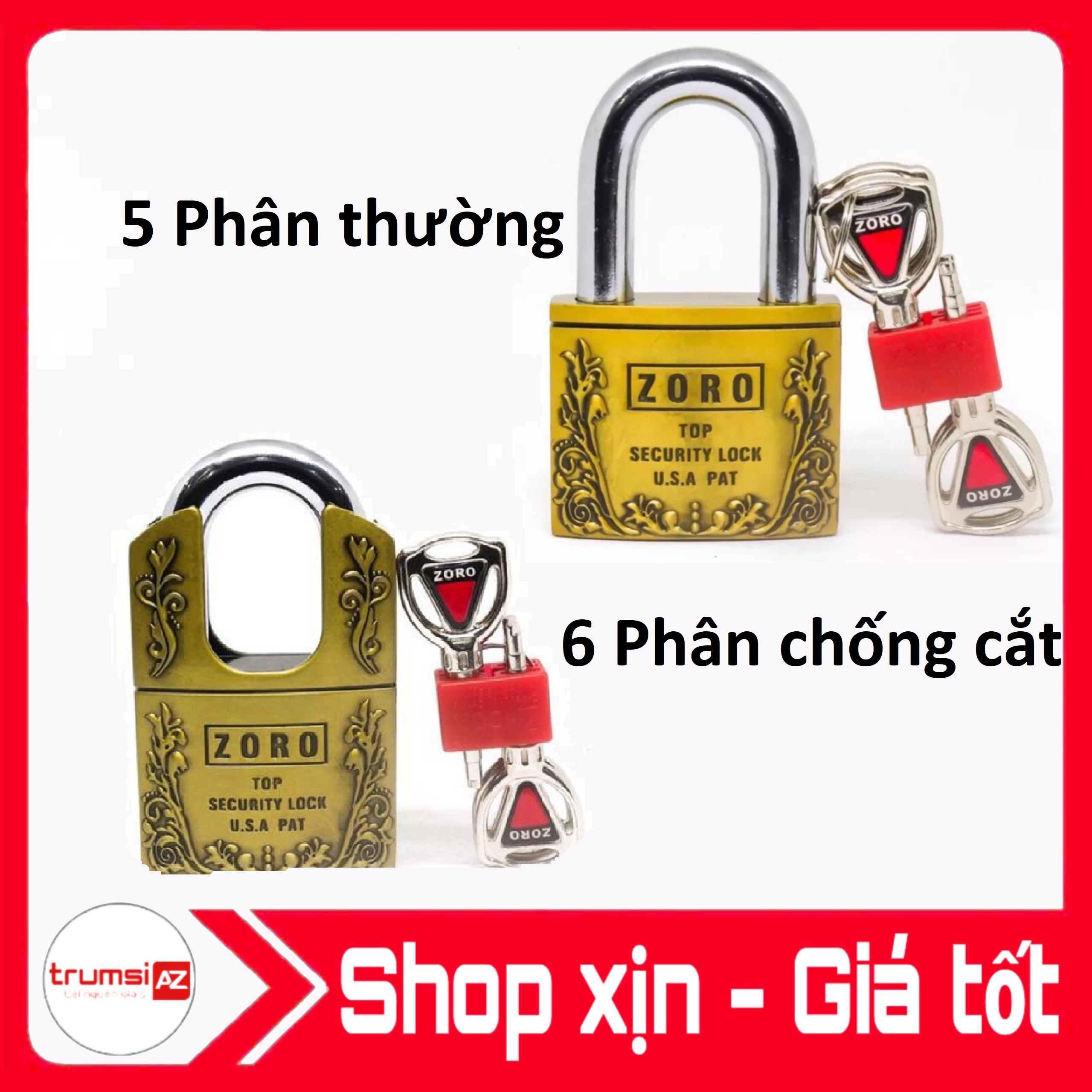 Ổ khóa zoro bông lúa 5 phân thường - 6 phân chống cắt