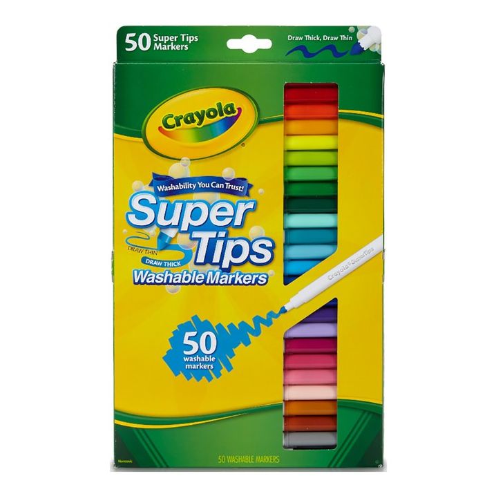 Bộ 50 cây Bút lông Dễ tẩy rửa Crayola Supertips, Nét thanh nét đậm