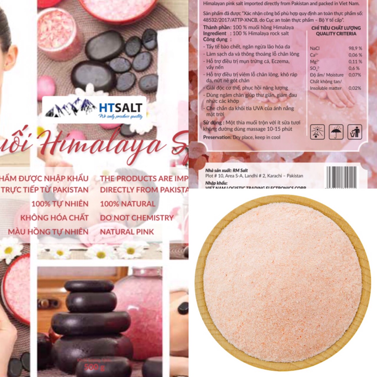 [HCM]Muối tắm himalaya nhập khẩu pakistan loại mịn 500 gram