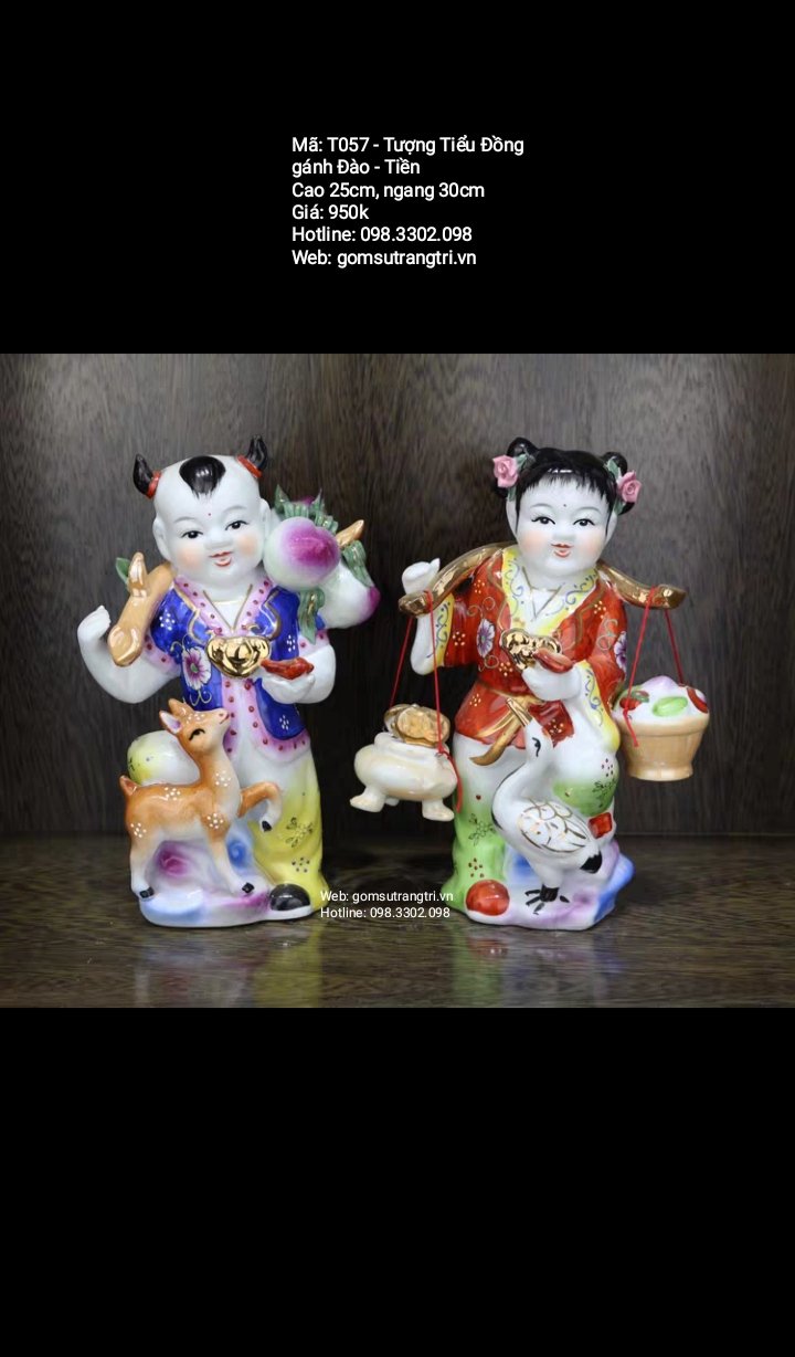 Tượng tiểu đồng gánh đào – tiền