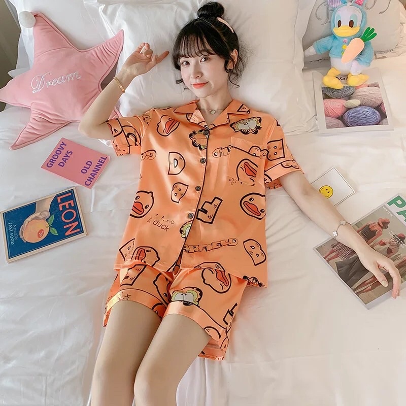 🌸2️⃣ Bộ lụa pyjama mặc nhà mềm mịn mát
