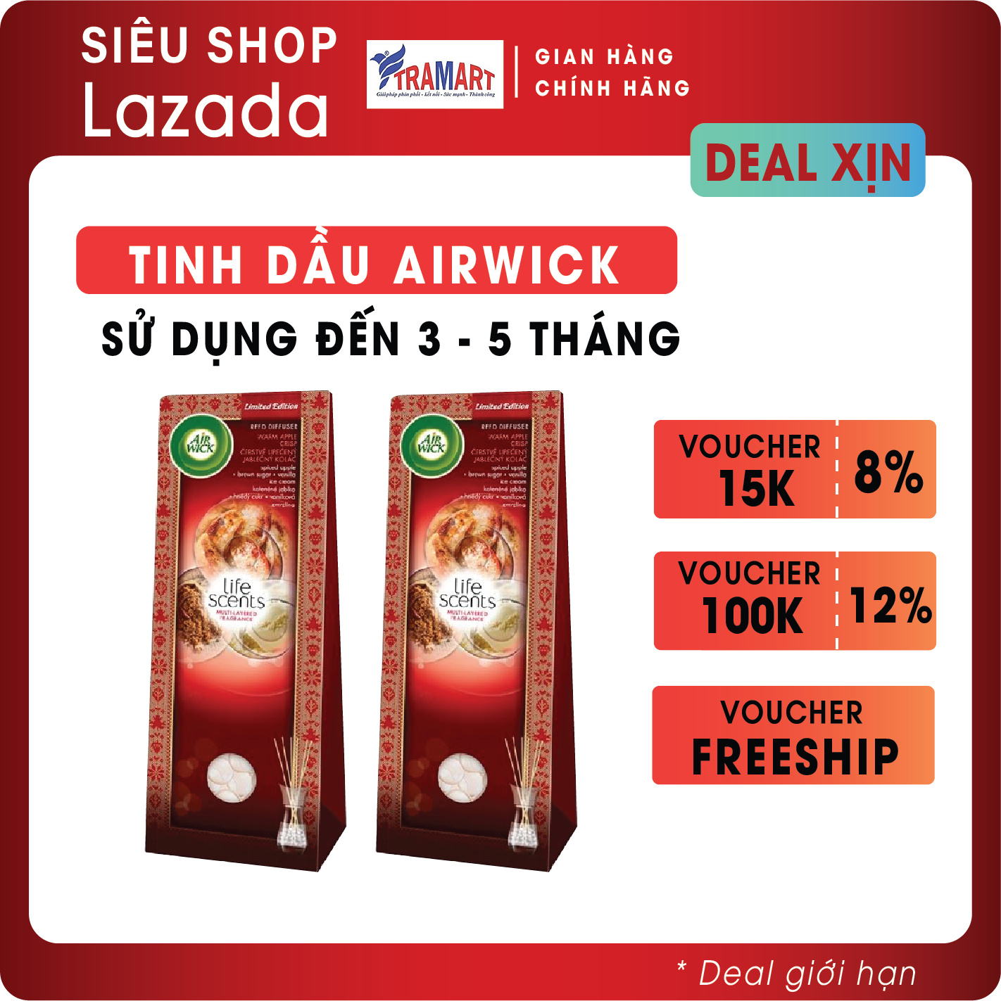 Tinh dầu tán hương spiced apple, brown sugar, vanilla ice cream 30ml Airwick FtraMart AWK-7780