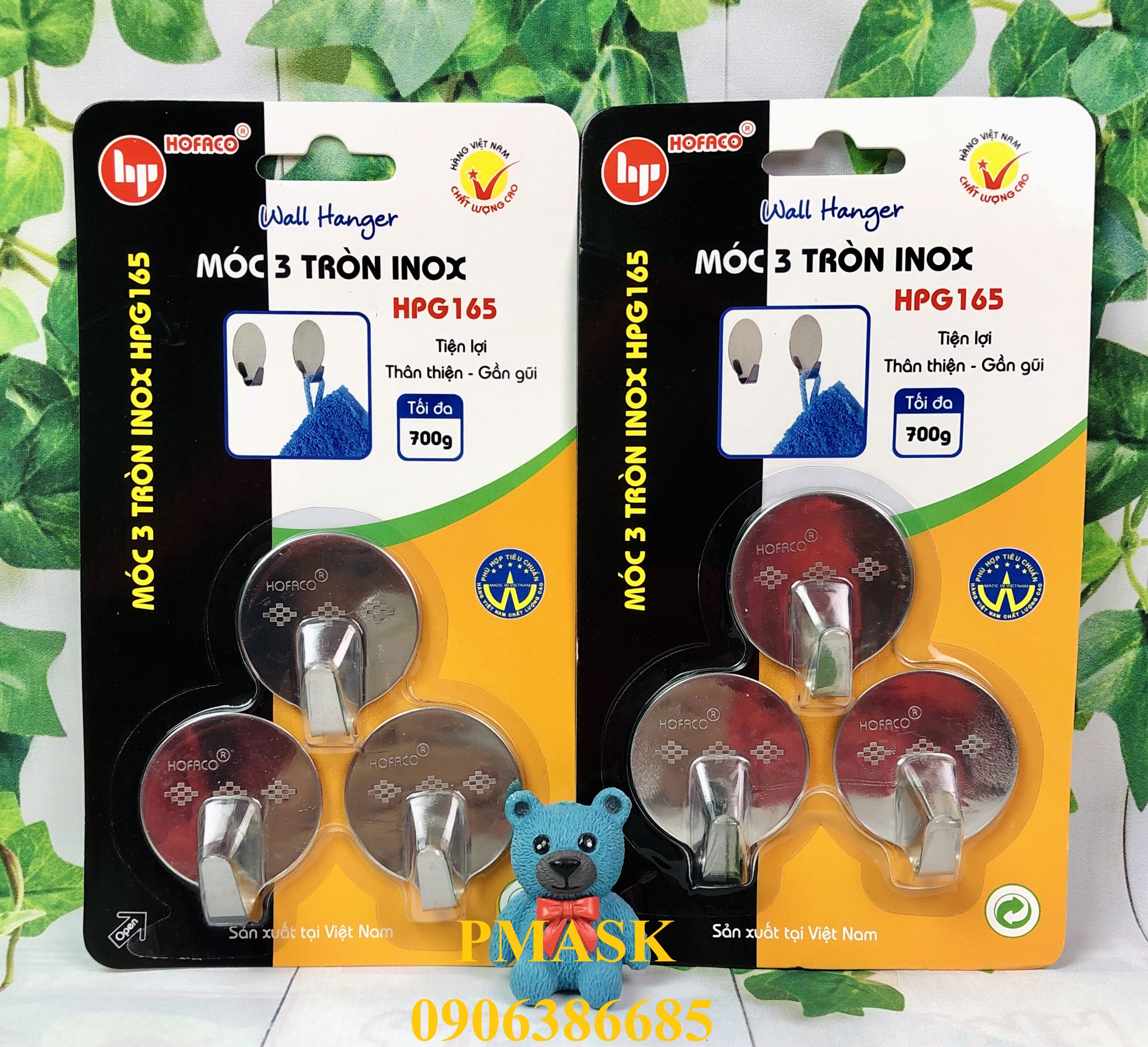 Móc 3 tròn inox HPG165 – Móc dán dính tường inox cao cấp bền đẹp – Móc dán trang trí phòng tiện lợi, dễ sử dụng