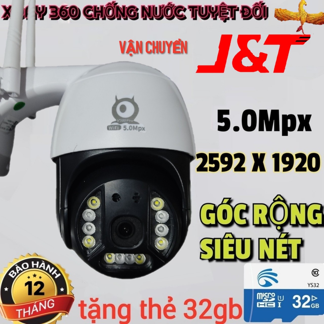 CAMERA V380 PRO NGOÀI TRỜI - GÓC SIÊU RỘNG - C15 - 5.0 Mpx 2592 x 1920 ( PHIÊN BẢN 2021 ) - theo dõi chuyển động, đàm thoại 2 chiều, chống nước tuyệt đối