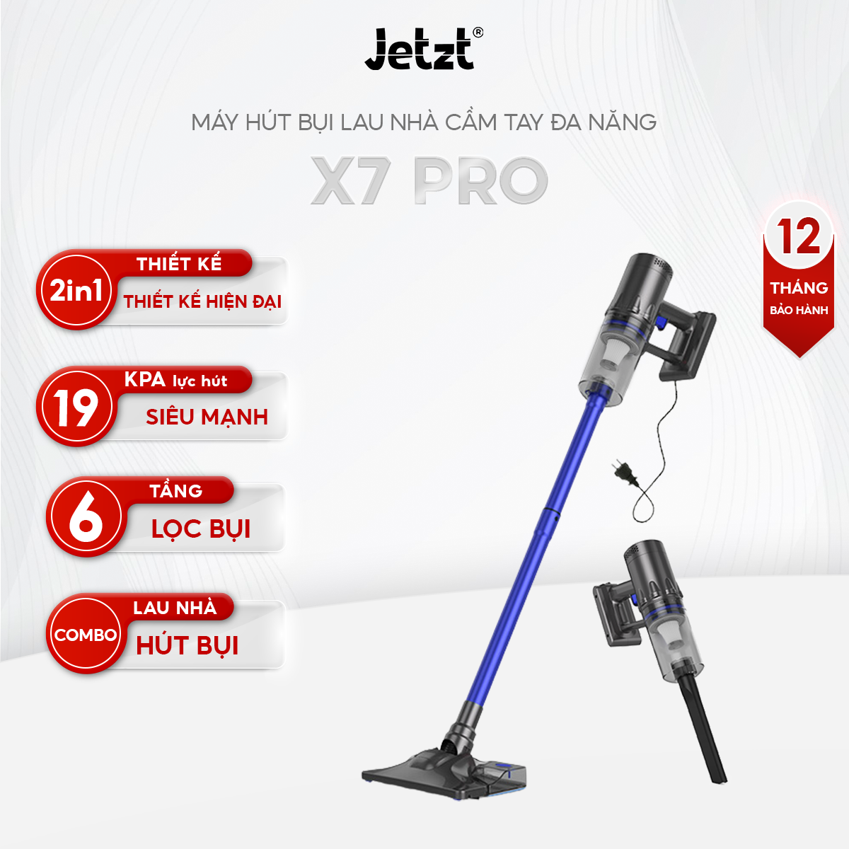 [VOUCHER KHỦNG DUY NHẤT HÔM NAY] Máy hút bụi cầm tay có dây thế hệ mới JETZT X7
