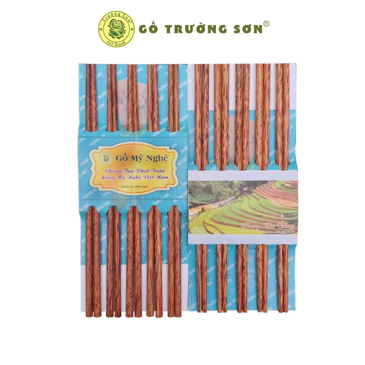 10 đôi đũa gỗ dừa loại 1 đầu tròn - đồ gỗ nhà bếp thương hiệu trường sơn